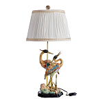 Настольная лампа с абажуром и основанием в виде двух цапель Porcelain Heron Lamp варинант исполнения - 1 | Loft Concept в Краснодаре