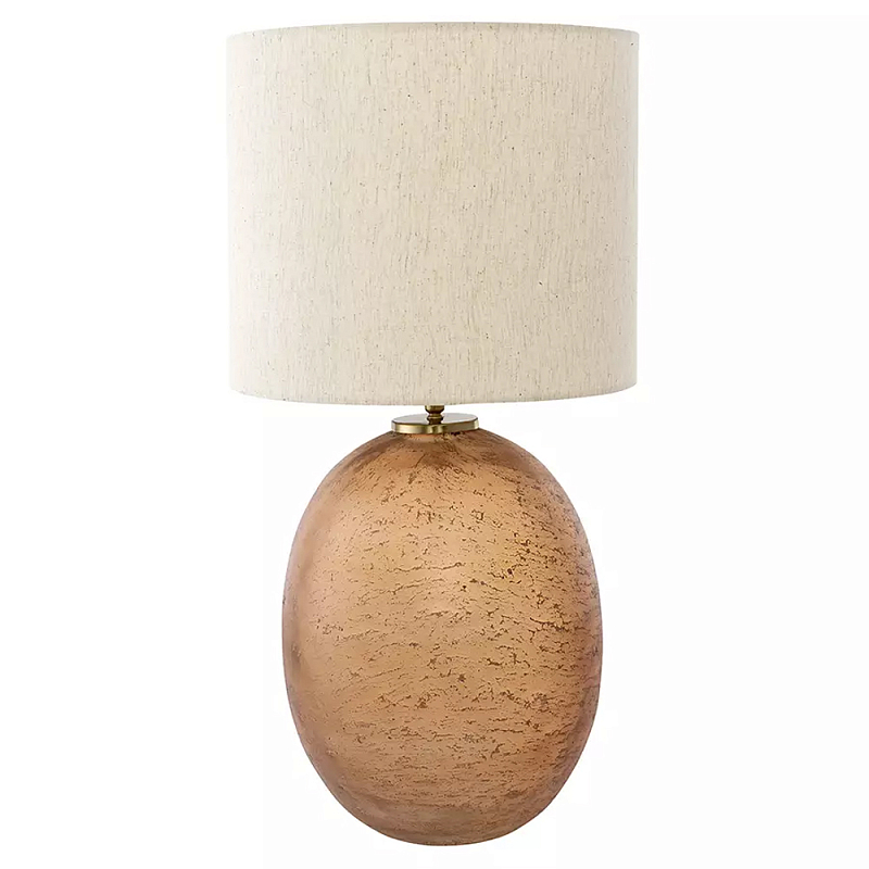 Настольная лампа с тканевым бежевым абажуром на овальном основании Beige Lampshade on Oval Base Бежевый в Краснодаре | Loft Concept 