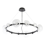 Люстра подвесная круглая с 12-ю прозрачными куполообразными плафонами и черным металлическим основанием Flos Wireline Lighting варинант исполнения - 2 | Loft Concept в Краснодаре