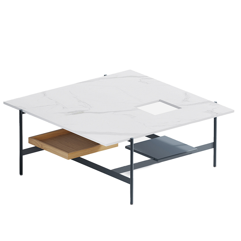 Karat журнальный столик с съемным подносом Графит Белый Мрамор Bianco в Краснодаре | Loft Concept 