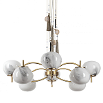 Люстра подвесная с 8-ю шарообразными плафонами из белого стекла с подвесками из камня и кисточками Agatelle варинант исполнения - 1 | Loft Concept в Краснодаре