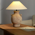 Настольная лампа керамическая с ручками и тканевым абажуром Eastern Tale варинант исполнения - 1 | Loft Concept в Краснодаре