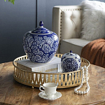 Ваза округлой формы с синей росписью и цветочным узором Blue & White Ornament варинант исполнения - 7 | Loft Concept в Краснодаре