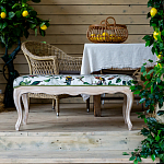 Банкетка из натурального бука золотистая с изображением птиц и цветов Blooming Birds варинант исполнения - 4 | Loft Concept в Краснодаре