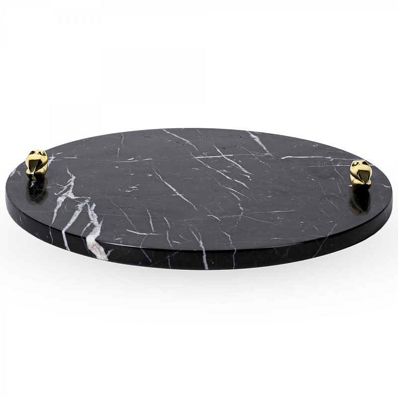 Поднос ACOLYTE ENTERTAINING PLATTER MARBLE & BRONZE Черный в Краснодаре | Loft Concept 