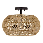 Потолочный светильник с плафоном из плетеного джута и черным каркасом Quoizel варинант исполнения - 2 | Loft Concept в Краснодаре