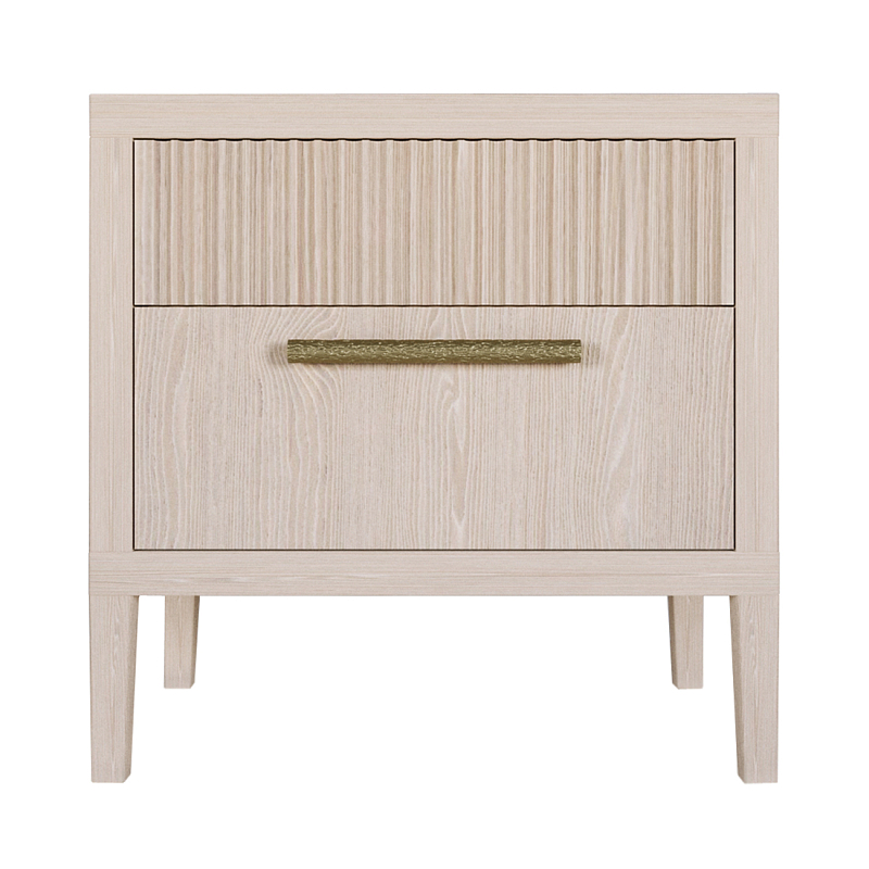 Прикроватная Тумбочка Primo с двумя ящиками Светлый дуб Древесина Золотой в Краснодаре | Loft Concept 