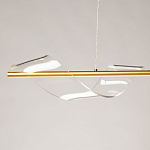 Люстра линейная золотистого цвета с двумя прозрачными волнистыми элементами Wave Line варинант исполнения - 4 | Loft Concept в Краснодаре