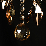 Люстра подвесная круглая с тканевым полупрозрачным абажуром и подвесками 4 лампы Gilded Elegance варинант исполнения - 7 | Loft Concept в Краснодаре