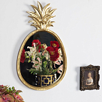 Зеркало овальной формы с золотистой рамкой и декоративной верхушкой в виде ананаса Pineapple Shine  варинант исполнения - 2 | Loft Concept в Краснодаре