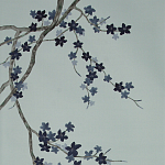 Обои ручная роспись Cherry Tree Original colourway on Adam Grey dyed silk варинант исполнения - 2 | Loft Concept в Краснодаре