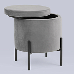 Серый пуф на черных ножках SANJAY варинант исполнения - 2 | Loft Concept в Краснодаре