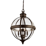 Подвесной светильник бронзового цвета с прозрачным стеклянным плафоном в форме шара в индустриальном стиле на цепи 4 лампы Feiss варинант исполнения - 1 | Loft Concept в Краснодаре