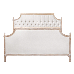 Кровать двуспальная светло-бежевая с основанием из массива дуба с мягким изголовьем Flax Beds варинант исполнения - 1 | Loft Concept в Краснодаре