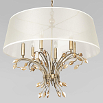 Люстра подвесная круглая с тканевым полупрозрачным абажуром и подвесками 6 ламп Gilded Elegance варинант исполнения - 4 | Loft Concept в Краснодаре