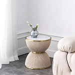 Дизайнерский журнальный стол фактурный с круглой белой столешницей Luler варинант исполнения - 1 | Loft Concept в Краснодаре