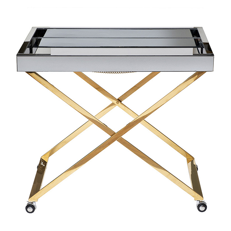 Стол сервировочный с зеркальной столешницей Splendid Serving Table Золотой Хром в Краснодаре | Loft Concept 