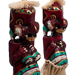 Комплект из 2-х деревянных статуэток Asmat Straw Headdress Statuettes Red Turquoise Tattoo варинант исполнения - 3 | Loft Concept в Краснодаре