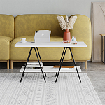 Стол журнальный с белой прямоугольной столешницей и полкой ESSEL WHITE варинант исполнения - 1 | Loft Concept в Краснодаре