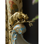 Чаша голубого цвета с оранментом и и бронзовыми фигурами леопардов Eden Garden варинант исполнения - 7 | Loft Concept в Краснодаре