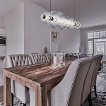 Подвесной светильник линейный с прозрачными стеклянными шарами разного диаметра Eurofase варинант исполнения - 9 | Loft Concept в Краснодаре