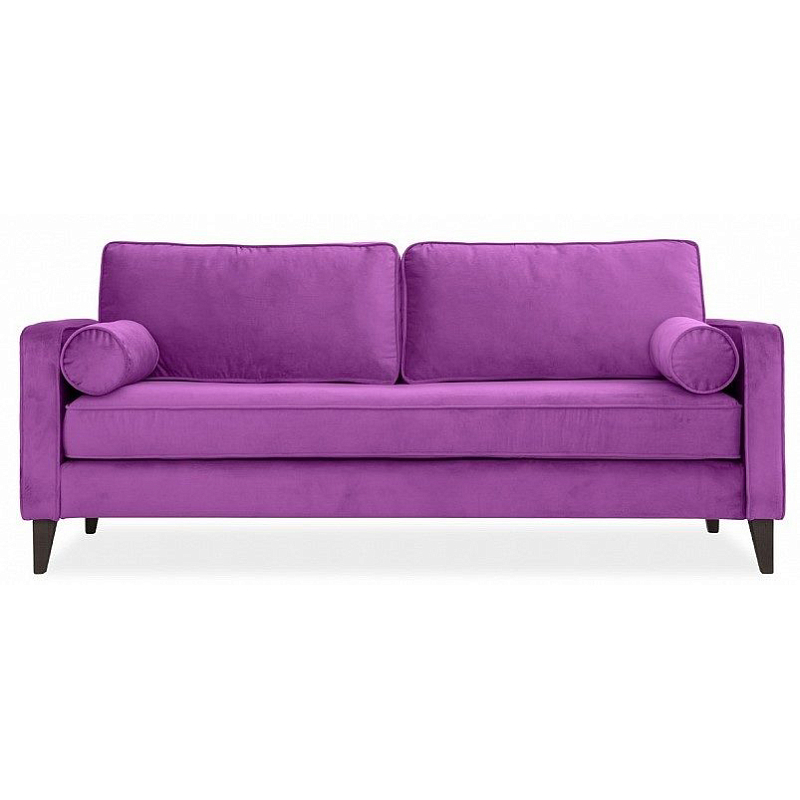 Диван бархатный с двумя подушками-валиками Simple Berry Sofa Лиловый Коричневый в Краснодаре | Loft Concept 