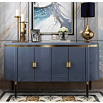 Дизайнерский комод синий глянцевый с золотыми ручками на 4-х дверцах Martin варинант исполнения - 2 | Loft Concept в Краснодаре