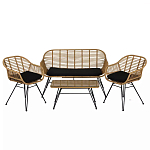 Журнальный столик с столешницей из ротанга и стекла Wicker Tabletop Under Glass варинант исполнения - 3 | Loft Concept в Краснодаре