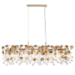 Люстра линейная с подвесками в форме монеток и золотистыми круглыми элементами из металла в виде лепестков FAIRYTREE Light варинант исполнения - 3 | Loft Concept в Краснодаре