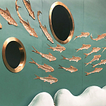 Обои с вышивкой ручной работы Deco Fish Original colourway варинант исполнения - 3 | Loft Concept в Краснодаре