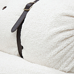 Двухместный диван без подлокотников белый с обивкой букле и ремешками из кожи Blaise Boucle Sofa варинант исполнения - 5 | Loft Concept в Краснодаре