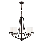 Люстра в цвете темная бронза с 5-ю белыми цилиндрическими плафонами Generation Lighting варинант исполнения - 2 | Loft Concept в Краснодаре