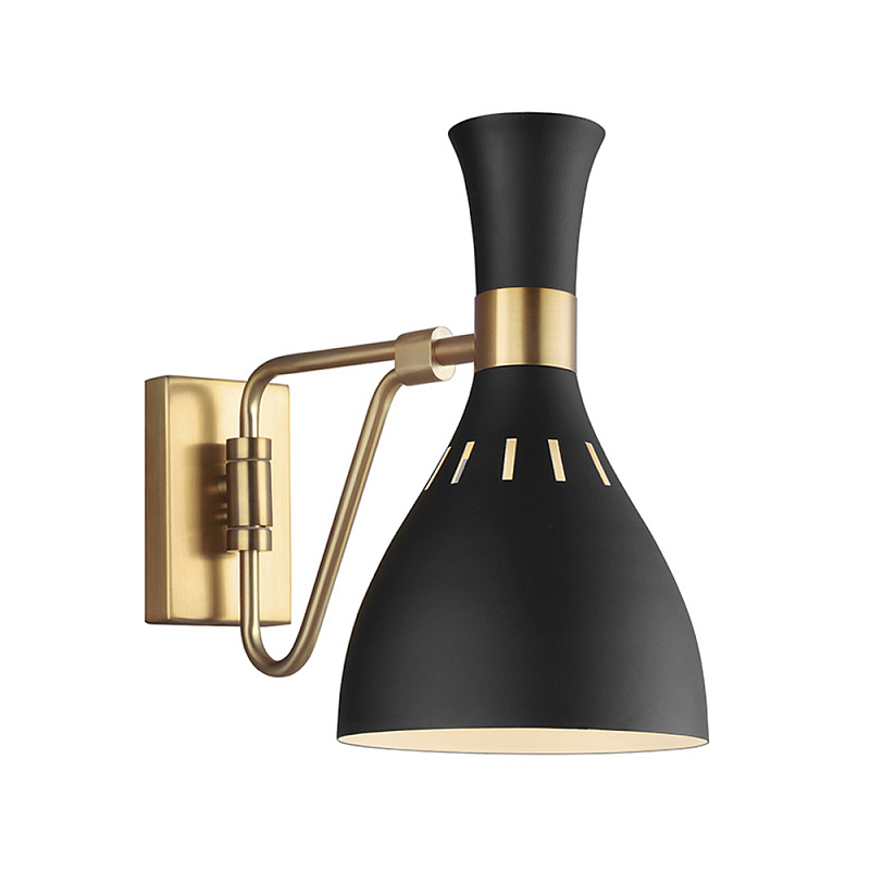 Бра с плафоном в форме песочных часов с узкими перфорированными отверстиями Feiss Черный Белый Латунь в Краснодаре | Loft Concept 