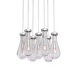 Люстра с 7-ю прозрачными плафонами из стекла в форме капли на круглом потолочном основании цвета хром Lucid Rain  варинант исполнения - 1 | Loft Concept в Краснодаре