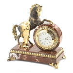 Часы настольные бронзовые с декором в виде коня Horse Stone Clock варинант исполнения - 2 | Loft Concept в Краснодаре