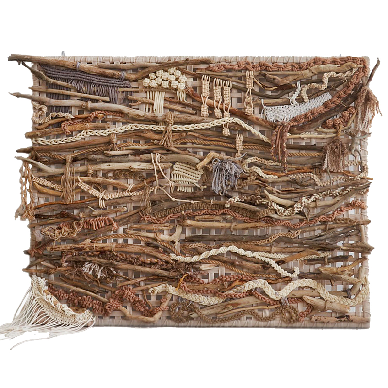 Большая Абстрактное Панно из веток и нитей Dryad Wall Art Коричневый Бежевый в Краснодаре | Loft Concept 