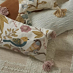 Чехол на подушку с кисточками и вышивкой птиц Ethnic mix Birds Rect варинант исполнения - 6 | Loft Concept в Краснодаре