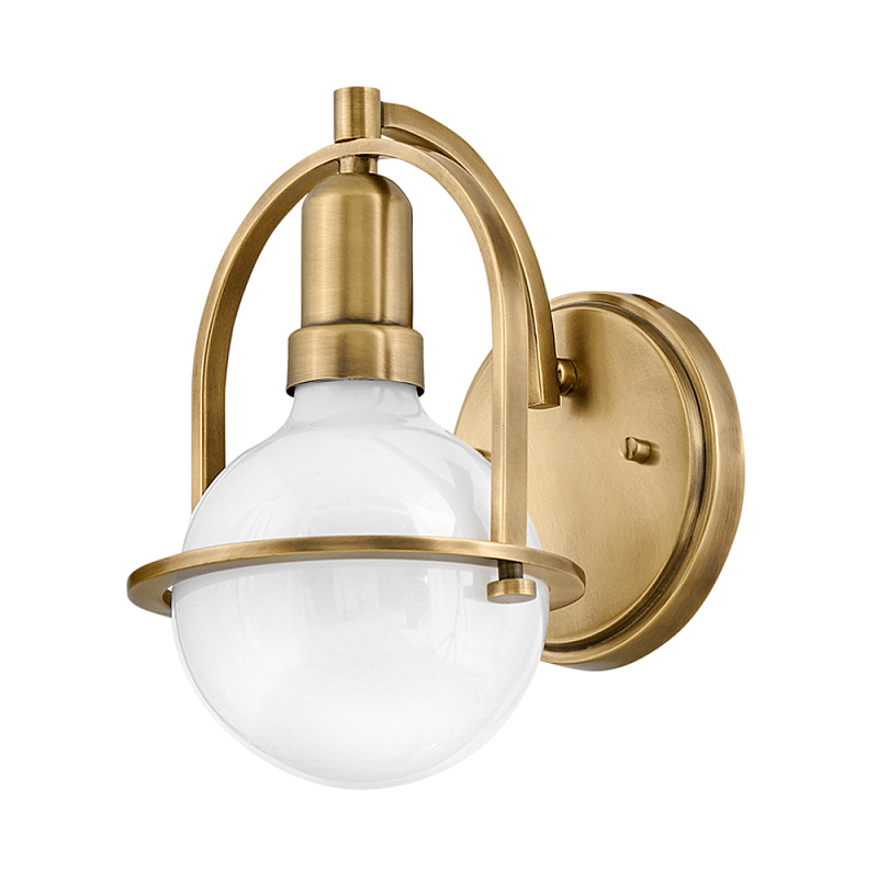 Бра с шарообразной белой лампой и декоративной рамкой Hinkley Латунь в Краснодаре | Loft Concept 