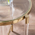 Золотой приставной столик с круглой стеклянной столешницей Weightless Table варинант исполнения - 7 | Loft Concept в Краснодаре