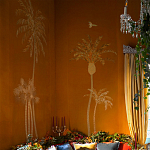 Обои с вышивкой ручной работы Deco Palms Original colourway on velvet 2 варинант исполнения - 1 | Loft Concept в Краснодаре