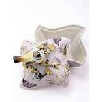 Шкатулка фиолетового цвета с рисунком бабочек и крышкой с фигуркой птицы на ветке Eden Garden варинант исполнения - 6 | Loft Concept в Краснодаре