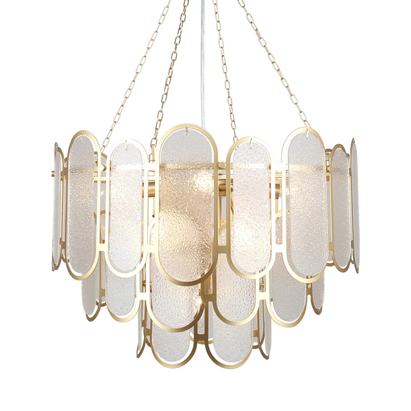 Люстра с многослойным эффектом из овальных элементов из непрозрачного стекла Conformation Латунь в Краснодаре | Loft Concept 