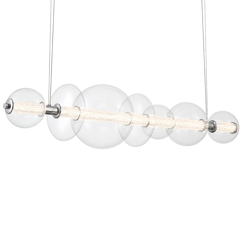 Подвесной светильник линейный с прозрачными стеклянными шарами разного диаметра Eurofase Прозрачное Стекло Золотой Хром в Краснодаре | Loft Concept 
