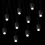 Подвесной светильник черными плафонами на длинных пересекающихся тросах Construction варинант исполнения - 10 | Loft Concept в Краснодаре