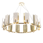 Люстра подвесная круглая с прямоугольными мраморными и золотистыми панелями на металлическом каркасе Диаметр 118 см Marble square Chandelier варинант исполнения - 3 | Loft Concept в Краснодаре