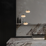 Подвесной светильник с плафоном в виде эллипса из белого алебастра Cryptocrystalline Stone варинант исполнения - 6 | Loft Concept в Краснодаре