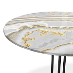 Стол журнальный с круглой столешницей из стекла Gray and Gold Marble варинант исполнения - 3 | Loft Concept в Краснодаре