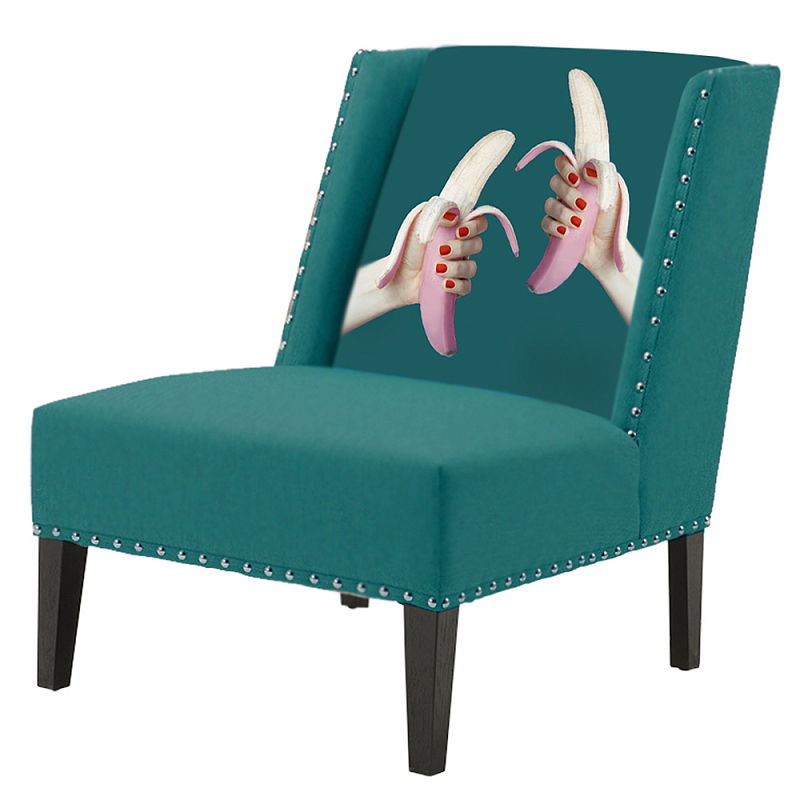 FUN Armchair Two Bananas Turquoise Дизайнерское кресло с цветным принтом Бирюзовый в Краснодаре | Loft Concept 