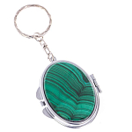 Зеркало брелок карманное двухстороннее из натурального камня Малахит Stone Mirrors варинант исполнения - 1 | Loft Concept в Краснодаре