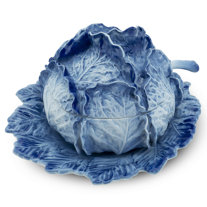 Супница SOUP BOWL CABBAGE W/PLATE D25 Blue Сапфирово-синий в Краснодаре | Loft Concept 